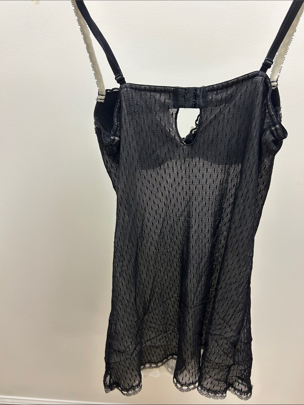 Black Lace & Silver Embroidered Chemise with Satin Bow image 4